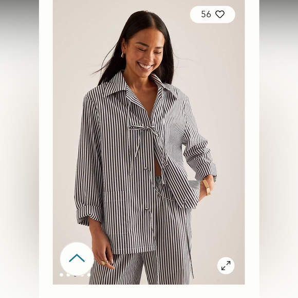 NWOT Sleeper Cotton-Poplin Set navy white $328 stripes bow front spring Casual - Picture 4 of 16